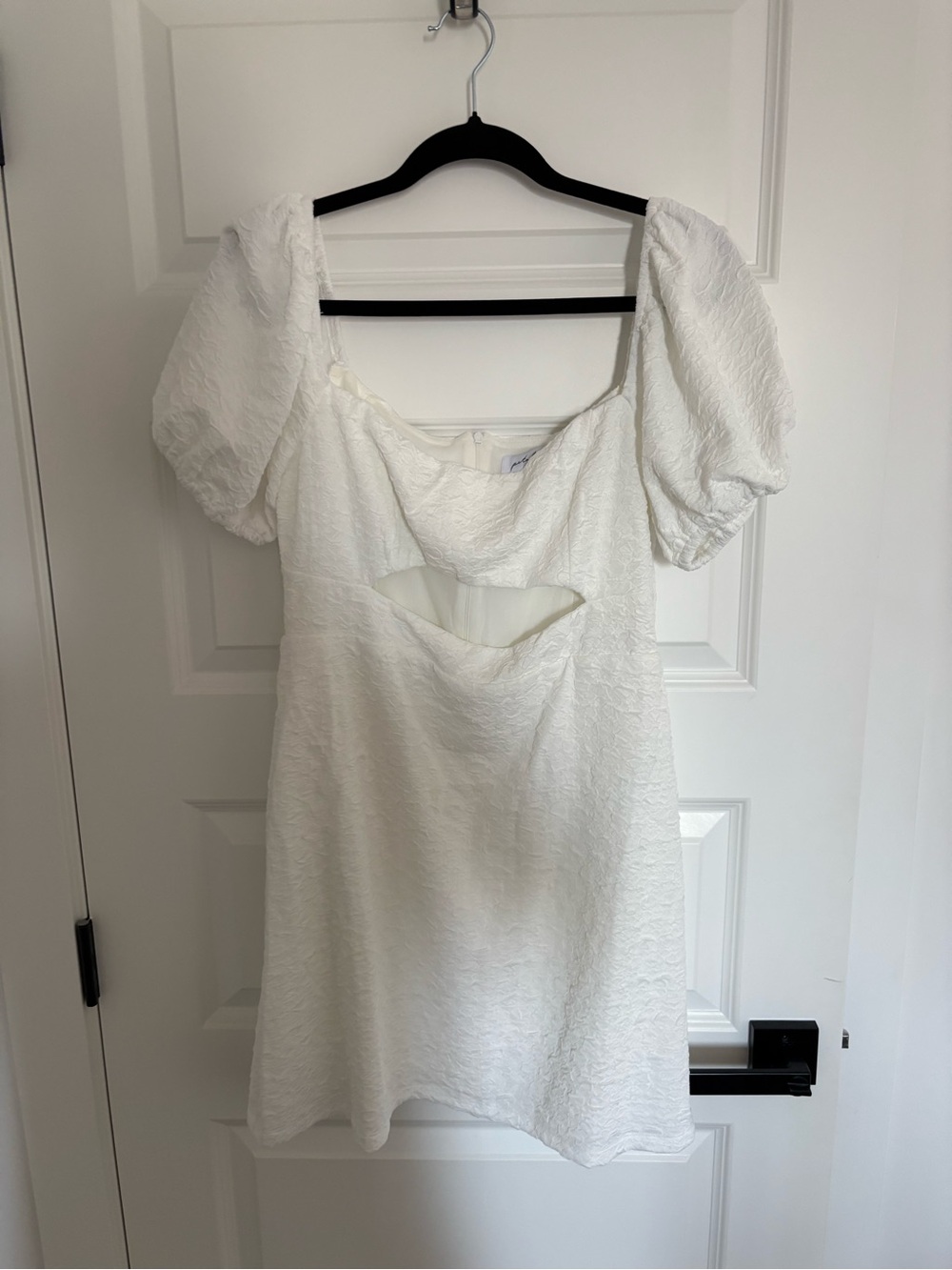 Petal & Pup White Puff-Sleeve Cutout Mini Dress